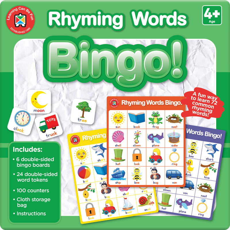Learning Can Be Fun Rhyming Words Bingo