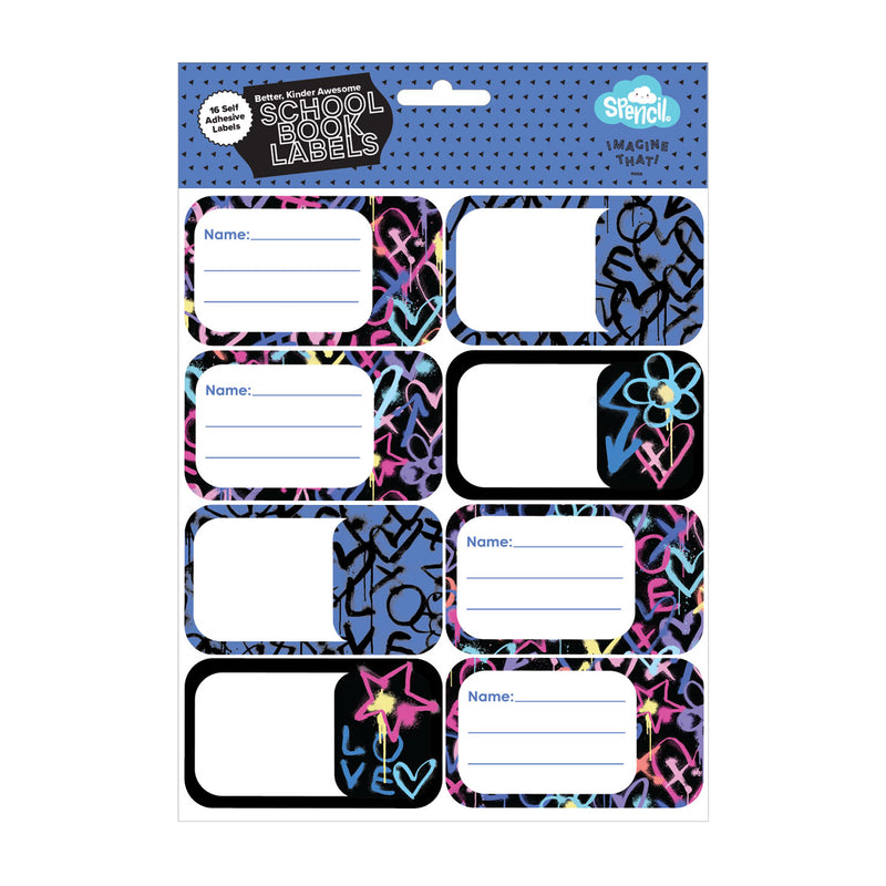 Spencil Hearts and Crosses Name & Subject Labels Pack of 16
