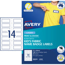 Avery Kids Fabric Name Badge Labels L7432 72x30mm 10 Sheets
