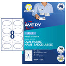 Avery Oval Fabric Name Badge Labels L7433 84x50 mm 10 Sheets