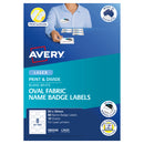 Avery Oval Fabric Name Badge Labels L7433 84x50 mm 10 Sheets