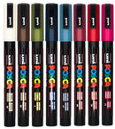 Uni Posca PC-3M 0.9-1.3mm Fine Dark Colour Markers Set of 8