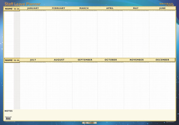 Writeraze Wallplanner Staff Leave Planner 700x1000mm Laminated