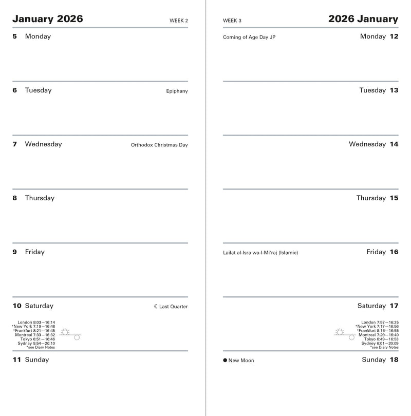 Letts of London Diaries Connoisseur Slim Week to View English 2026