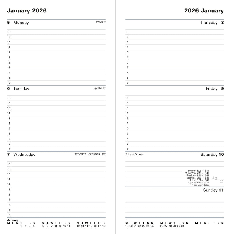 Letts of London Diaries Principal Slim Week to View 2026
