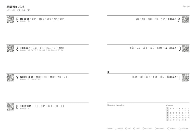 Letts of London Diaries Conscious Evergreen A6 Week to View 2026
