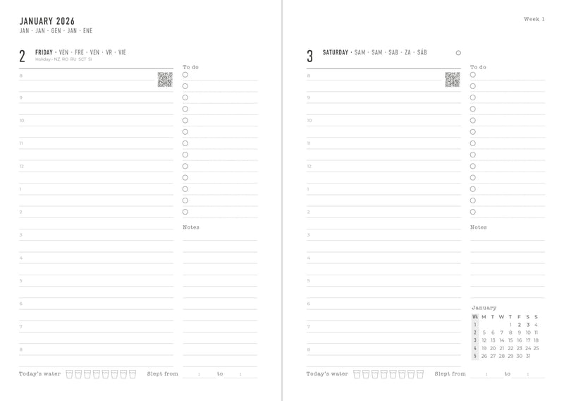 Letts of London Diaries Gradient Day to Page Appts Blue 2026