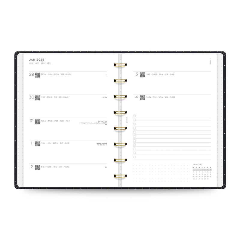 Filofax Planner Moonlight A5 Week to View Black 2026