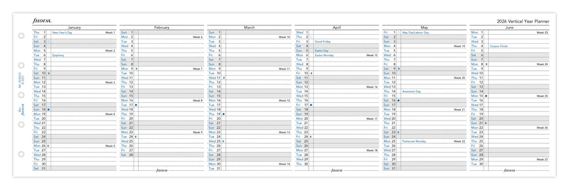 Filofax Refill Classic Year Planner Vertical Mini 2026