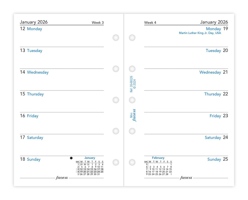 Filofax Refill Classic Week to View Mini 2026