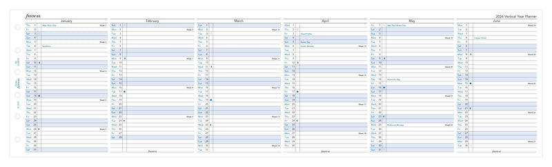 Filofax Refill Year Planner Vertical Pocket 2026