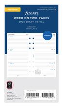 Filofax Refill Classic Week to View Ruled Personal 2026