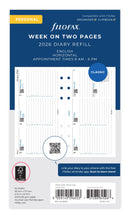Filofax Refill Classic Week to View With Appts Landscape Personal 2026