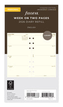 Filofax Refill Classic Week to View Personal Cotton Cream 2026