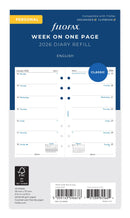 Filofax Refill Classic Week Per Page Personal 2026