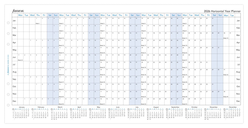 Filofax Refill Year Planner Horizontal A5 2026