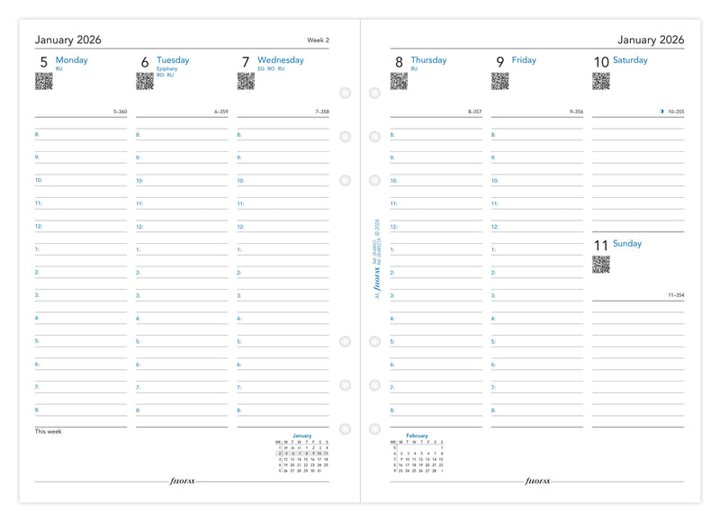 Filofax Refill Classic Week to View With Appts A5 2026