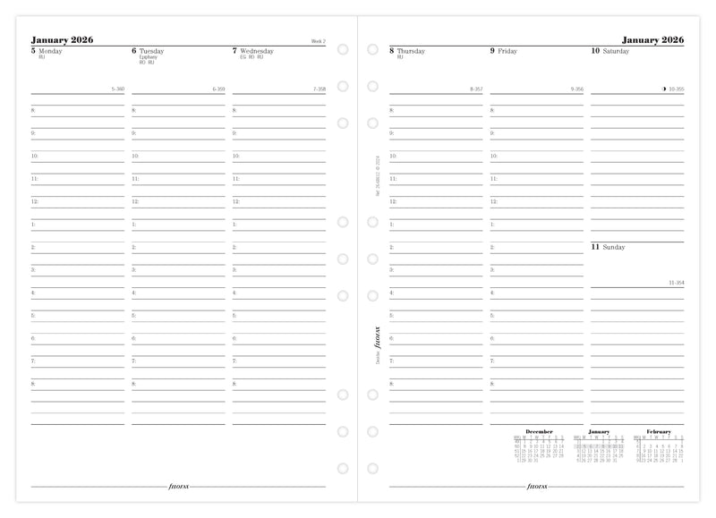 Filofax Refill Classic Week to View With Appts Vertical Deskfax 2026