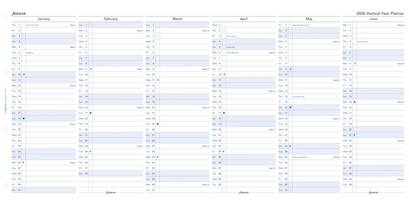 Filofax Refill Year Planner Vertical A4 2026