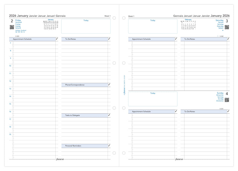 Filofax Refill Classic Day Per Page With Appts A4 ML 2026
