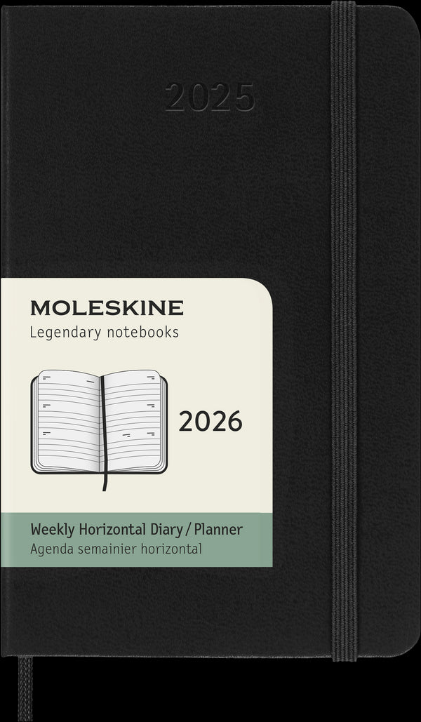 Moleskine Diaries 12 Month Weekly Horizontal HC Black 2026#Size_POCKET