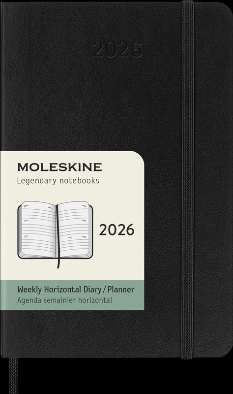Moleskine Diaries 12 Month Weekly Horizontal SC Black 2026#Size_POCKET