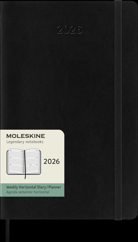 Moleskine Diaries 12 Month Weekly Horizontal SC Black 2026