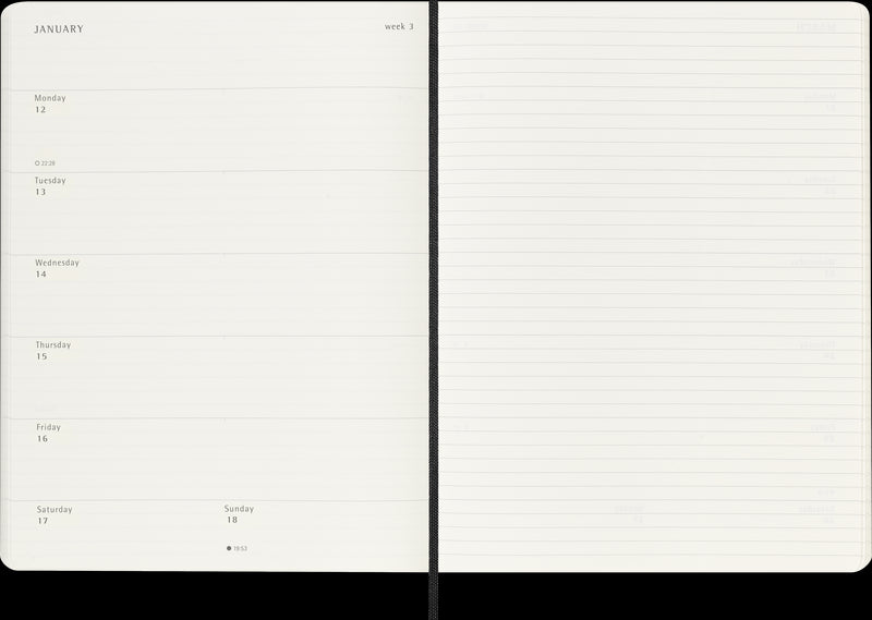 Moleskine Diaries 12 Month Weekly + Notes SC XL 2026