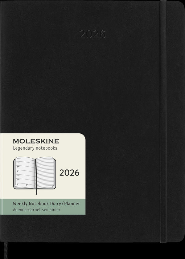 Moleskine Diaries 12 Month Weekly + Notes SC XL 2026#Colour_BLACK