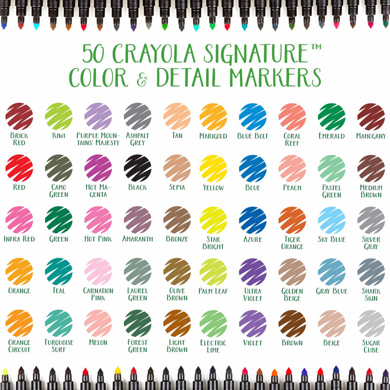Crayola Signature Colour & Detail Markers Pack of 50
