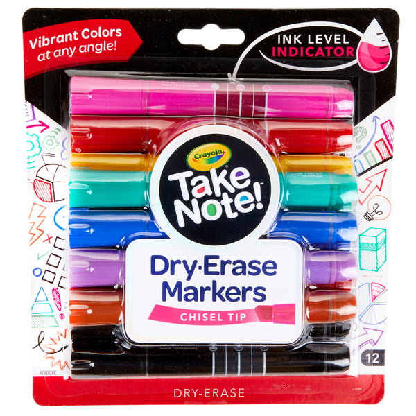 Crayola Take Note Whiteboard Broadline Markers Set of 12