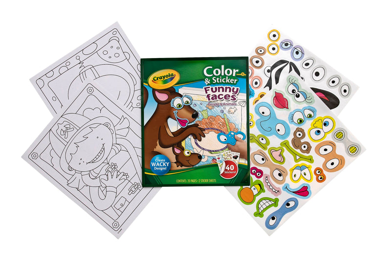 Crayola Funny Faces Colour & Sticker Book