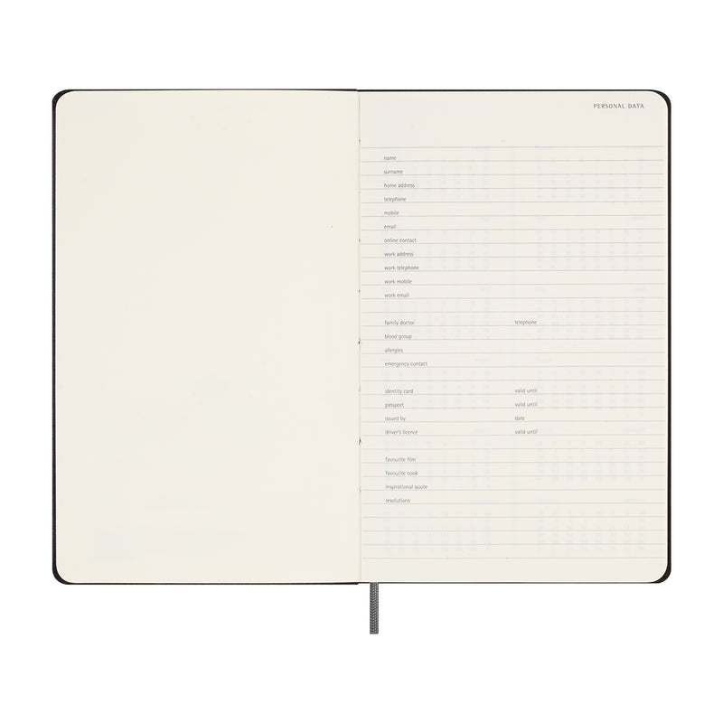 Moleskine Undated Planner Weekly + Notes Large Black