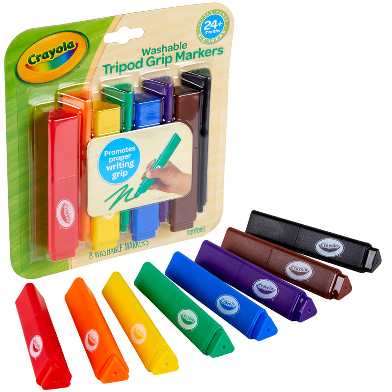 Crayola Young Kids Washable Tripod Grip Markers Set of 8