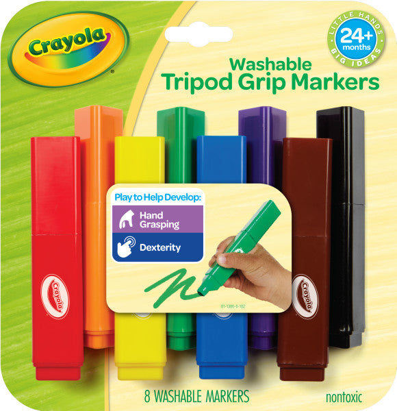 Crayola Young Kids Washable Tripod Grip Markers Set of 8
