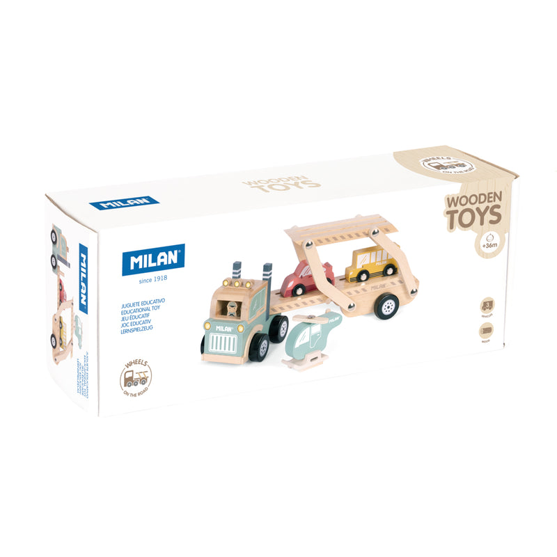 Milan Wooden Educational Wheels on the Road Vehicle Transporter
