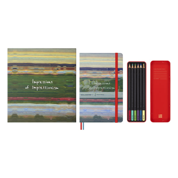 Moleskine LE Impressionism Large Plain Notebook + 6 Colour Pencils with a Gift Box