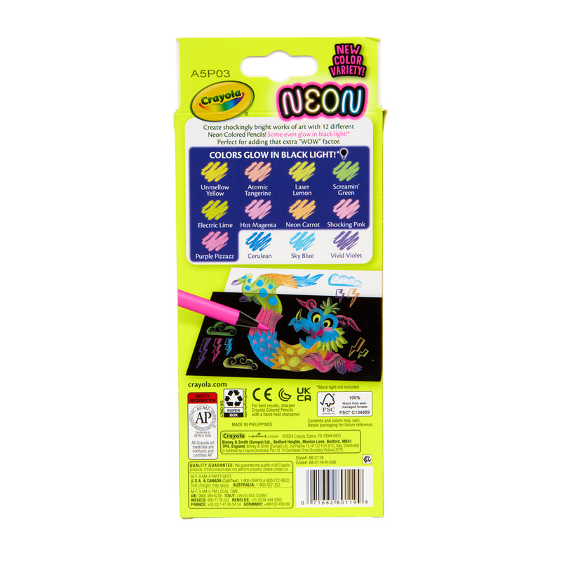 Crayola Neon Full Size Coloured Pencils Set of 12