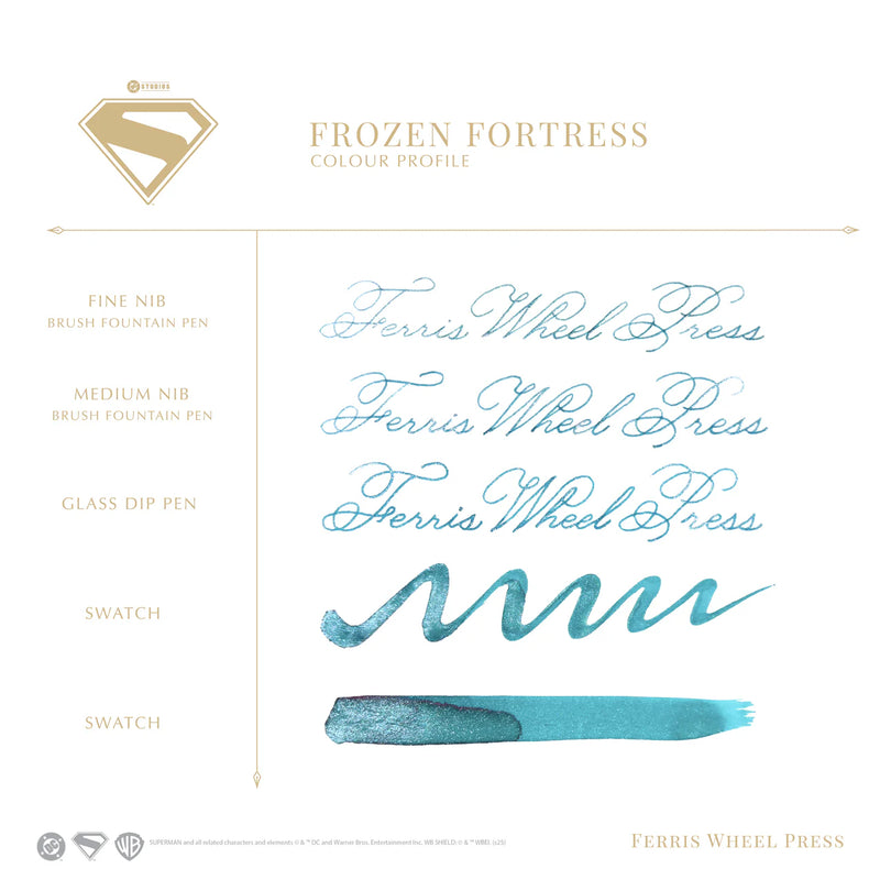 Ferris Wheel Press x WB Superman Frozen Fortress Fountain Pen Inks