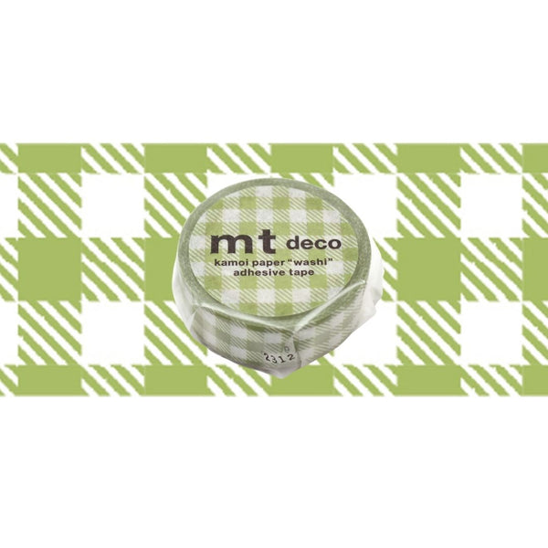 MT Washi Tape 15MM X 7M Checkered Light Moss Green