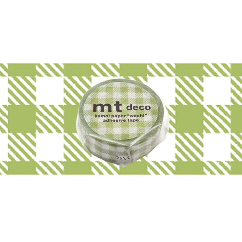 MT Washi Tape 15MM X 7M Checkered Light Moss Green