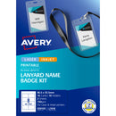Avery 86.5x55.5mm 8up 10 Sheets Lanyard Name Badge Kit
