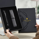 Cross Gift Set - Classic Century Black Ballpoint Pen & Black Saffiano Leather Pen Case