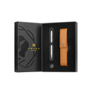 Cross Gift Set - Classic Century Chrome Ballpoint Pen & Mocha Saffiano Leather Pen Case