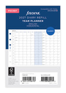 Filofax Organiser Refill Year Planner Horizontal Pocket 2027