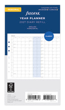 Filofax Organiser Refill Year Planner Horizontal Personal 2027