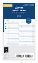 Filofax Organiser Refill Year Planner Vertical Personal 2027