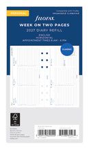 Filofax Organiser Refill Classic Week To View With Appointments Landscape Personal 2027