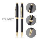 Cross Foundry Ballpoint Pen Black Lacquer with Gold Trim