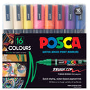 Uni Posca PC-5BR 1-4mm Brush Tip Assorted Markers Set of 16